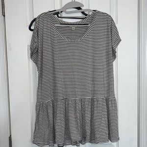 Max Studio Striped Lined Peplum Shirt